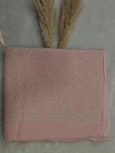 Leher Baani Kota Doria Tepchi Saree Pink