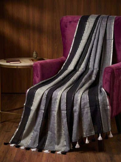 Hawa Hawai Pure Handloom Mul Cotton Saree Black & Gray