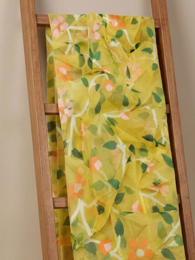 Van Roop Pure Muslin Silk Jamdani Saree Lively Yellow