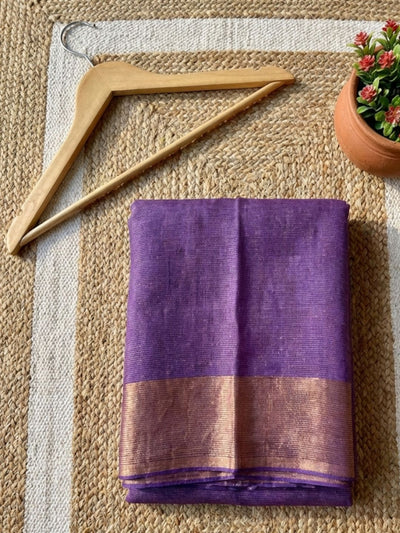 Iraaya Pure Handloom Jayashree Silk Linen Saree Violet