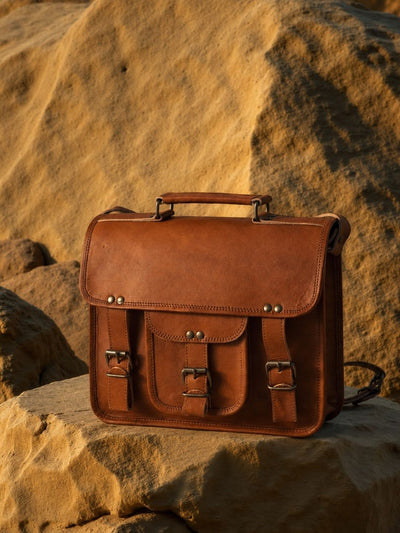 Zariya Pure Leather Messenger Bag Saddle Brown