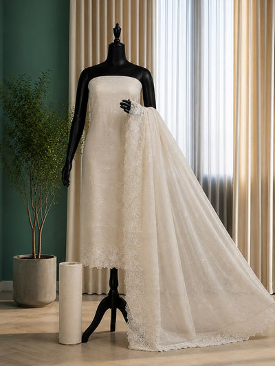 Sutrika Kota Doria Cutwork Suits (T+B+D) Off White