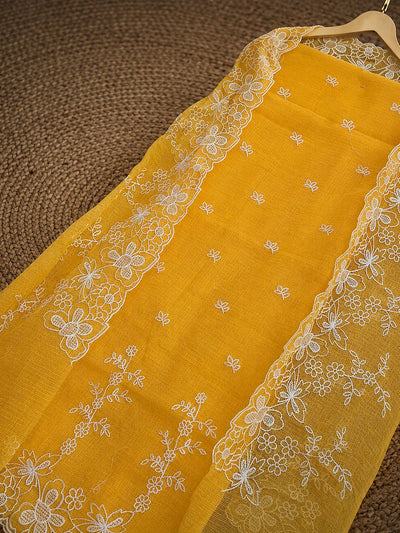 Sutrika Kota Doria Cutwork Suits (T+B+D) Yellow