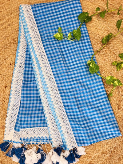 Mihika Pure Mul Cotton Handloom Saree Blue