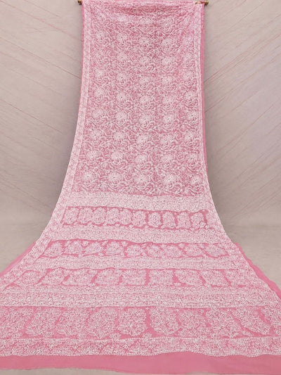 Ruhaani Georgette Chikankari Saree Light Pink