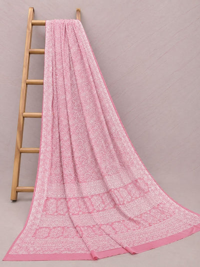 Ruhaani Georgette Chikankari Saree Light Pink