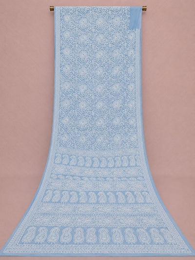 Ruhaani Georgette Chikankari Saree Light Blue