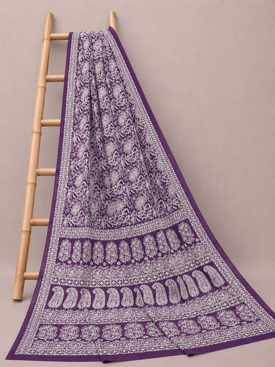 Ruhaani Georgette Chikankari Saree Dark Purple
