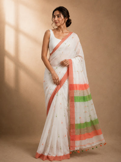 Rang-e-Khaas Khadi Cotton Handloom Saree White
