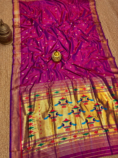 Mayuri Double Pallu Paithani Silk Saree Rani Pink