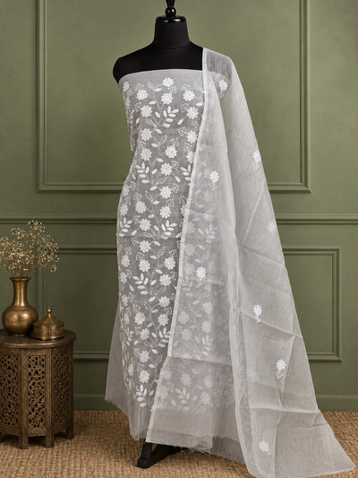 Phuljhari Kota Doria Gota Patti Suit Set (T+D) Light Gray