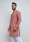 Cotton Designer Men'S Kurta Handblock Printed