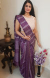 Bansbara Tussar Silk Kantha Handloom Saree Lily Purple