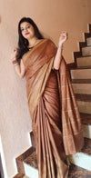 Joyful Silkmark Certified Chanderi Silk Brown Saree