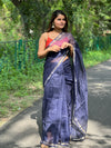 Radiant Pure Silk Kota Doria Handdyed Blue Saree