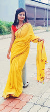 Empowering Handwoven Pure Linen Yellow Saree