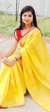 Empowering Handwoven Pure Linen Yellow Saree