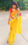 Mustard Cotton Kota Doria Yellow Saree Handcrafted