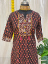 Cotton Skirt Kurti Brown Handblock Print