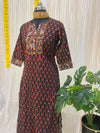 Cotton Skirt Kurti Brown Handblock Print