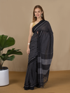 Handloom Mark Patteda Anchu Regal Black Cotton Saree