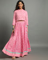 Indiehaat | Blockprinted Cotton Pink Stitched Lehanga