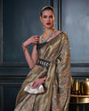 Indiehaat | Kashmiri Modal Silk Zari Weaving Peach Saree