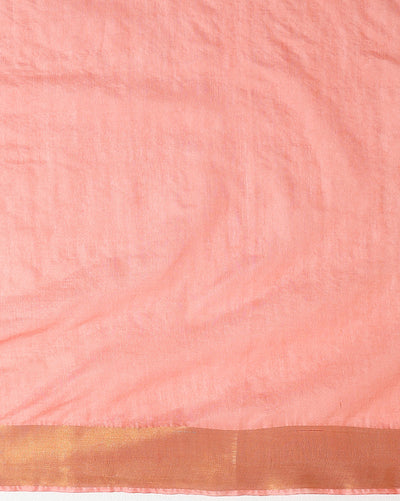 Handloom Kota Silk Serene Beige & Rust Orange Saree