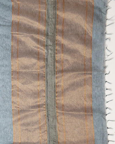 Luminous Pure Eri Tussar Silk Gray Saree