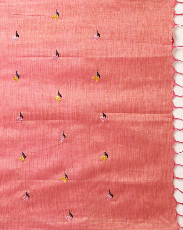 Embroidered Serene Khadi Cotton Peach Suit Piece