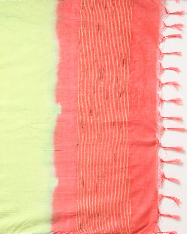 Handdyed Katan Silk Red & Green Contrast Suit