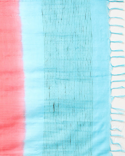 Handdyed Katan Silk Blue & Red Contrast Suit