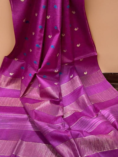 Lovable Eri Tussar Silk Embroidered Pink Saree