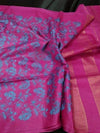 Striking Eri Tussar Silk Embroidered Pink Saree