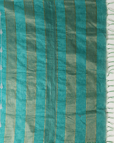 Eri Silk Rama Green Saree Handcrafted