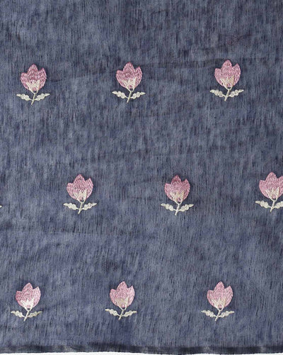 Adorable Eri Tussar Silk Embroidered Blue Saree