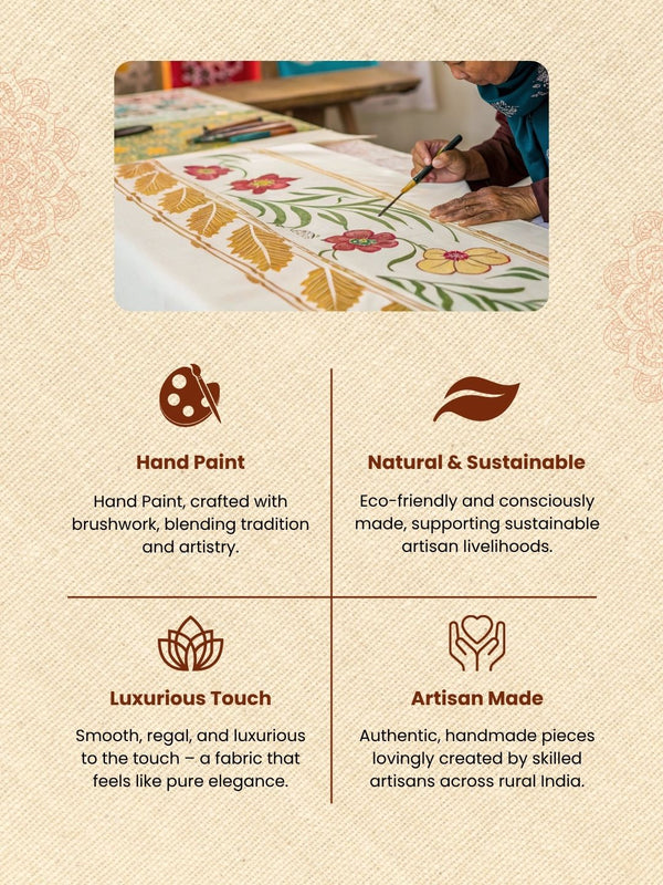 Chitralekha Hand Painted Kota Linen Warm Yellow Saree