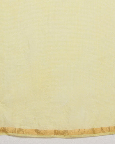 Lehariya Pure Silk Kota Doria Red Saree Handcrafted