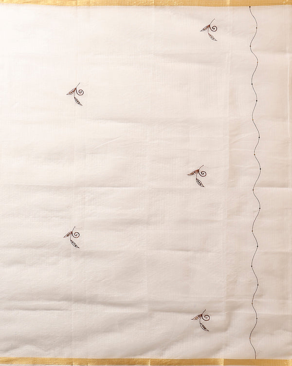 Enchanting Kota Doria Embroidered Suit Material White