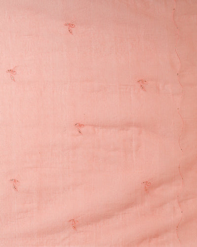 Brilliant Kota Doria Pink Suit (T+B+D) Material Embroidered