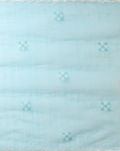 Chikenkari Kota Doria Serene Blue Suit (T+B+D)
