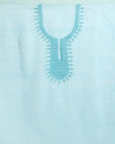 Chikenkari Kota Doria Serene Blue Suit (T+B+D)