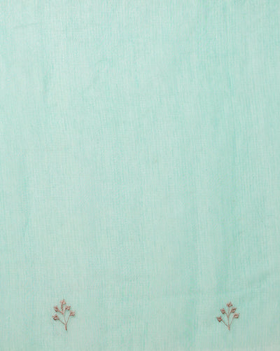 Earthy Kota Doria Cotton Bel Embroidery White Saree Handdyed