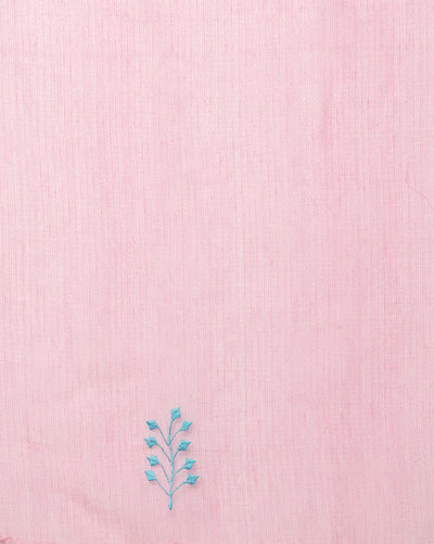 Fresh Kota Doria Cotton Bel Embroidery Blue Saree Handdyed