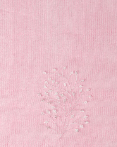 Trendy Kota Doria Cotton Bel Embroidery Pink Saree Handdyed