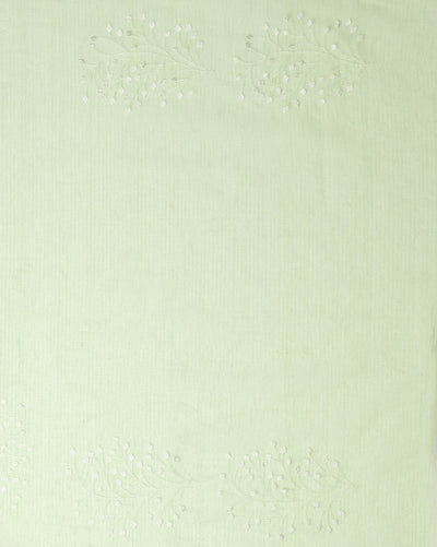 Kota Doria Cotton Bel Embroidery Green Saree Handdyed