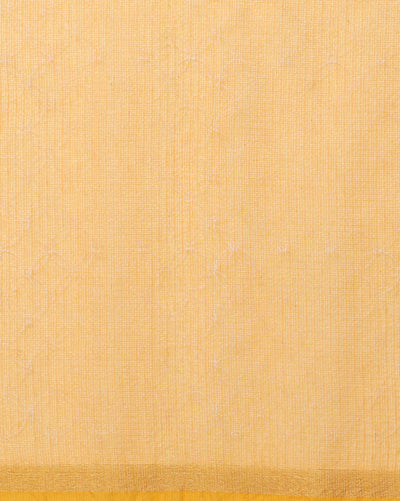 Kota Doria Cotton Bel Embroidery White Saree Handdyed