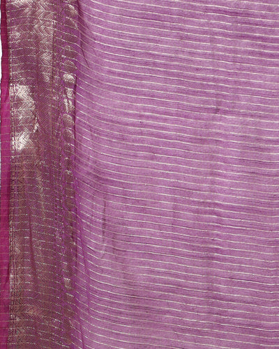 Adorable Banarasi Silk Linen Handloom Purple Saree