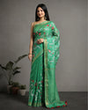 Serene Silk Linen Embroidered Green Saree