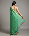 Serene Silk Linen Embroidered Green Saree